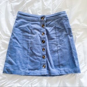Corduroy Blue Button Skirt